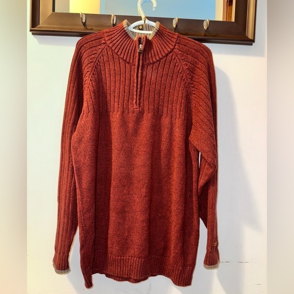 Columbia Men's Sweater Burgundy High Neck 1/4 Zip Pullover Long Sleeve Size XL - Picture 1 of 7